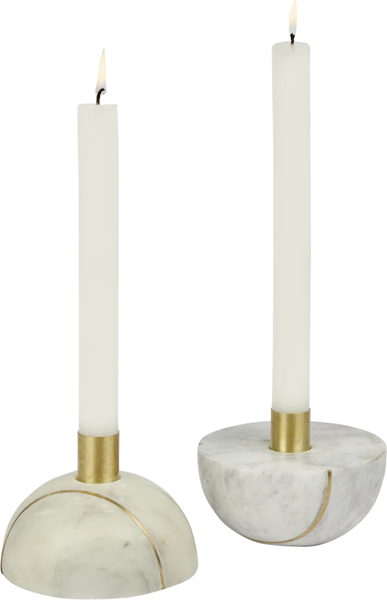 Lambert Emisfero Kerzenhalter Marmor weiß / matt gold  