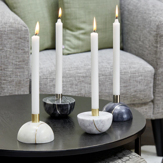 Lambert Emisfero Kerzenhalter Marmor weiß / matt gold  