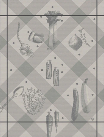 Le Jacquard Francais Légumes au jardin Grey / Champignon Geschirrtuch