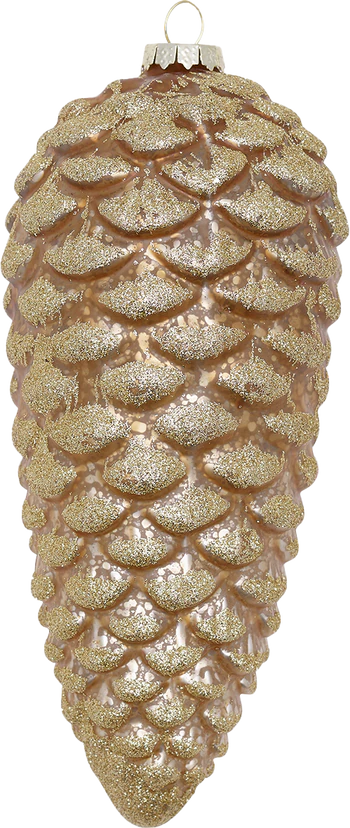 Greengate Zapfen Glas Anhänger gold glitter xlarge