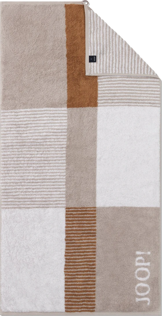 JOOP! Divided Squares 1705-36 in Natur – Extraflauschiges Walkfrottier mit modernem Squares-Design