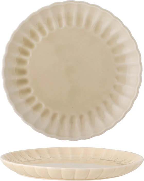 Bloomingville Latina Teller – Edler Steinzeug-Teller in Natur mit gewelltem Rand