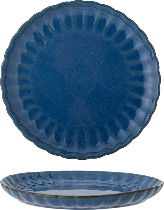 Bloomingville Latina Teller – Großer Steinzeug-Teller in Dunkelblau mit gewelltem Rand (27 cm)
