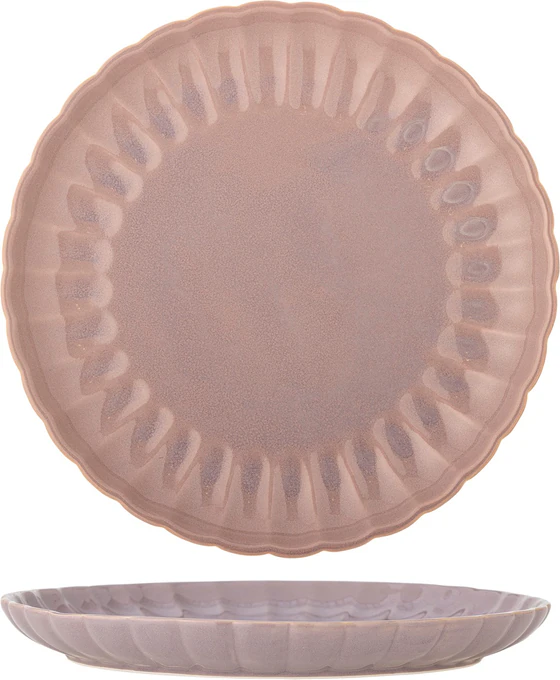 Bloomingville Latina Teller – Großer Steinzeug-Teller in Rosa mit gewelltem Rand (27 cm)