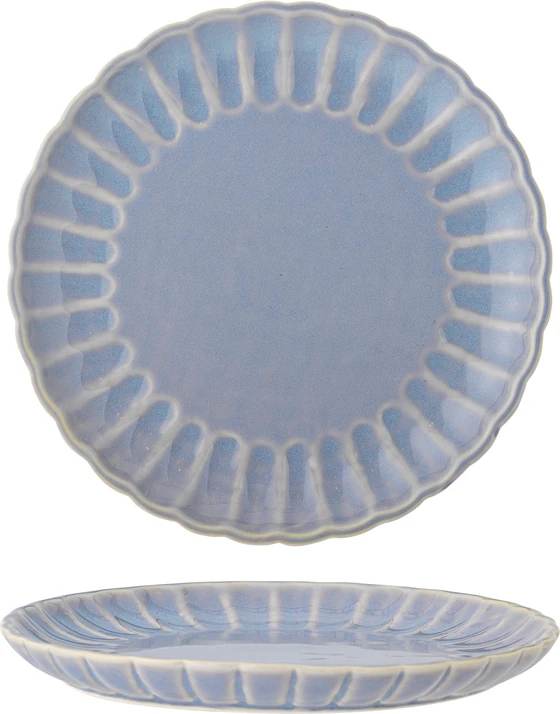 Bloomingville Latina Teller – Großer Steinzeug-Teller in Hellblau mit gewelltem Rand (27 cm)