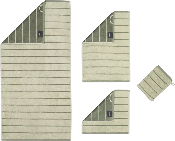 Cawö Handtuch Balance 6232-44 Wasabi – Hochwertiges Wende-Handtuch im Streifen-Design aus 100 % Baumwolle
