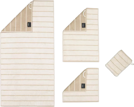 Cawö Handtuch Balance 6232-33 Natur – Hochwertiges Wende-Handtuch im Streifen-Design aus 100 % Baumwolle