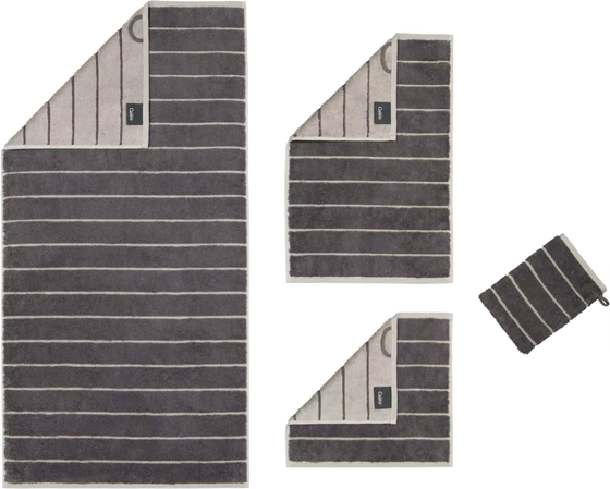 Cawö Handtuch Balance 6232-73 Anthrazit – Hochwertiges Wende-Handtuch im Streifen-Design aus 100 % Baumwolle