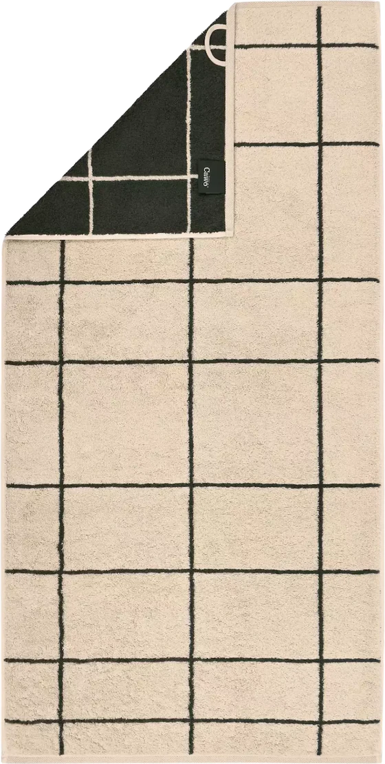 Cawö Handtuch Atelier 6240-37 Beige – Hochwertiges Wende-Handtuch mit Karomuster aus 100 % Baumwolle