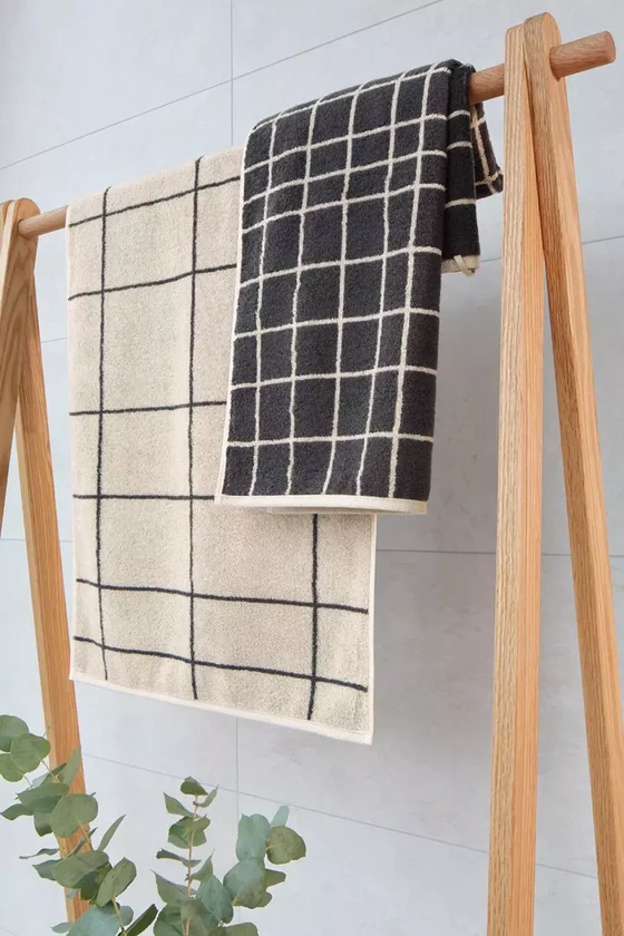 Cawö Handtuch Atelier 6240-37 Beige – Hochwertiges Wende-Handtuch mit Karomuster aus 100 % Baumwolle