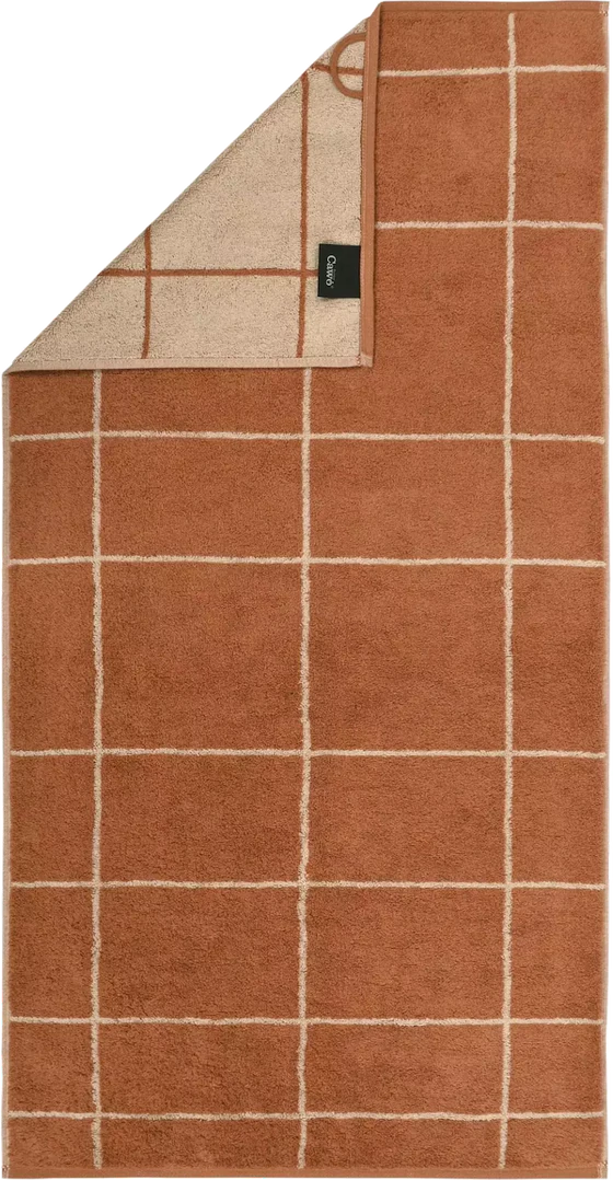 Cawö Handtuch Atelier 6240-33 Kupfer – Edles Wende-Handtuch mit Karomuster aus 100 % Baumwolle