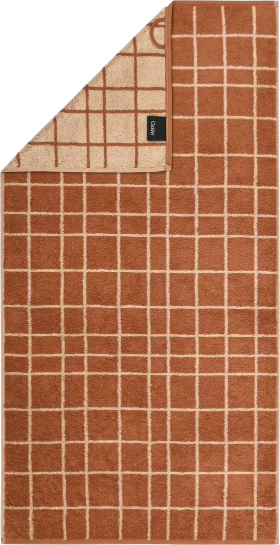 Cawö Handtuch Atelier 6241-33 Kupfer – Edles Wende-Handtuch mit feinem Karomuster aus 100 % Baumwolle