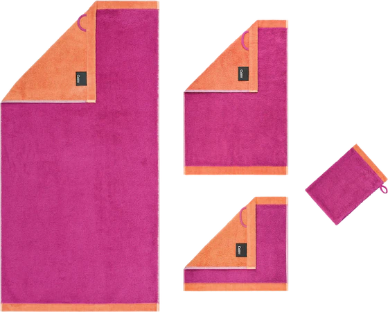 Cawö Handtuch Lifestyle Splash 7071-23 Pink/Mandarine – Wende-Handtuch aus 100 % Baumwolle
