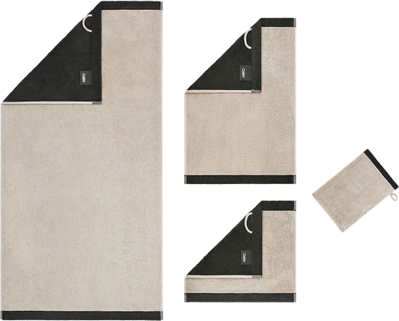 Cawö Handtuch Lifestyle Splash 7071-37 Leinen/Basalt – Hochwertiges Wende-Handtuch aus 100 % Baumwolle