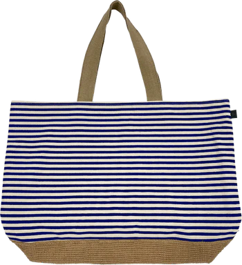 Cawö Strandtasche Streifen 55700-13 Marine – Maritime Canvas Beach Bag aus Baumwolle & Jute