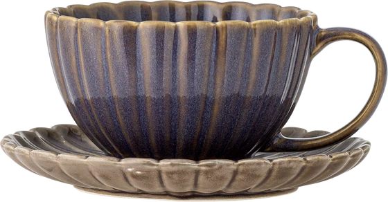 Bloomingville Tasse mit Untertasse – Cozy Steinzeug in Lila, 220 ml