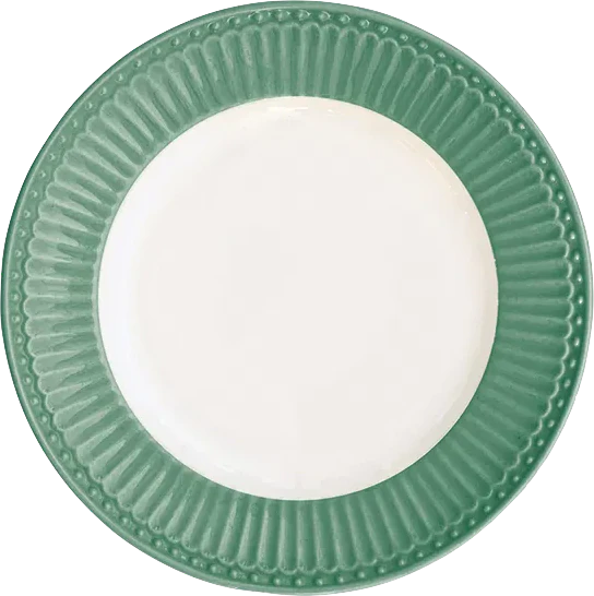 Greengate Alice Kuchenteller Dusty Green – 17,5 cm, Steingut, spülmaschinengeeignet