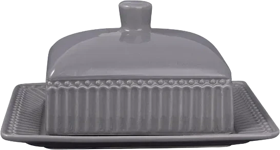 Greengate Butterdose Alice in Stone Grey – Hochwertige Porzellan-Butterdose, ca. 14 cm breit, ca. 9 cm hoch