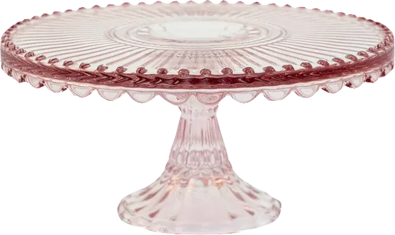 Greengate Alice Kuchenplatte / Cake Plate in Pale Pink – Elegante Glas-Kuchenplatte, 20 cm Durchmesser, 9,5 cm Höhe, spülmaschinen- & mikrowellengeeignet