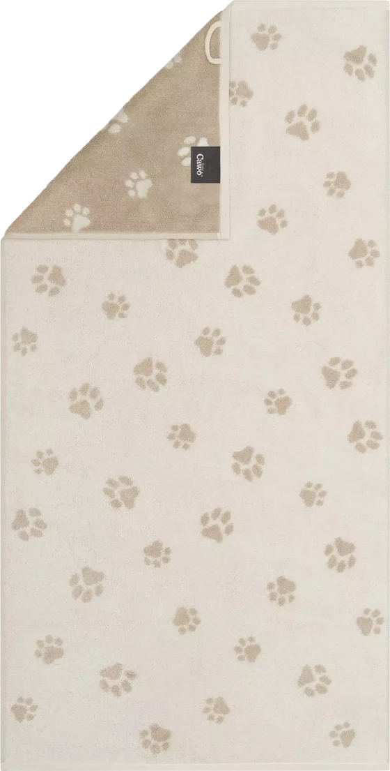 Cawö Handtuch We Love Dogs 6247-33 – Pfoten-Design in Natur/Beige