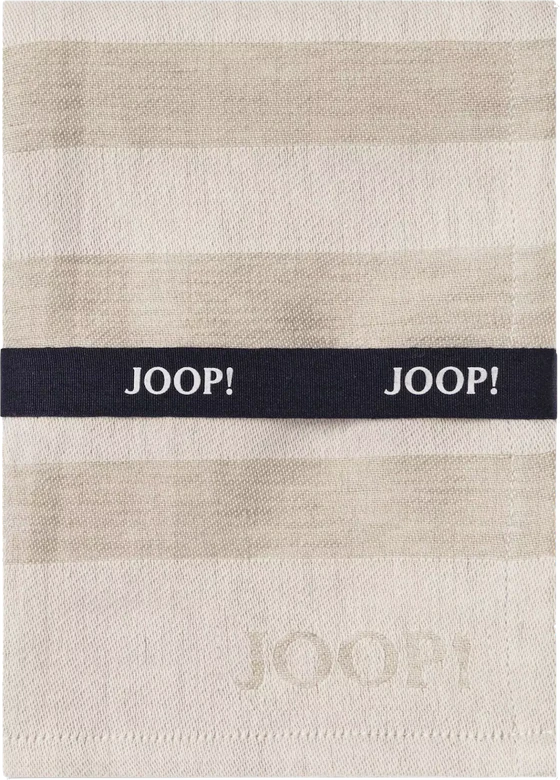 JOOP! Geschirrtuch Cornflower 1701-33 – Cremefarbenes Halbleinen-Tuch mit Streifen