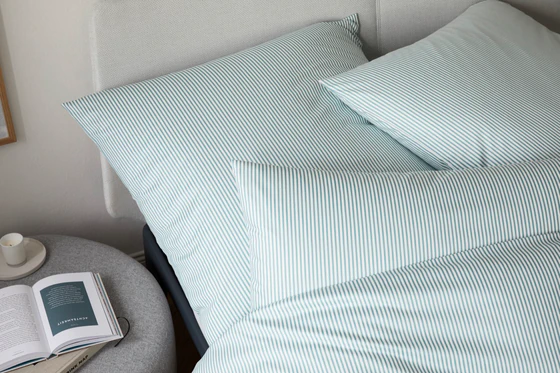 Elegante Sister Stripe Bettwäsche 3517 Salbei – Hautfreundlich, Atmungsaktiv