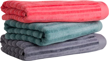Handtuch Möve Monochrome Stripes Velours Koralle – Weich & Saugstark