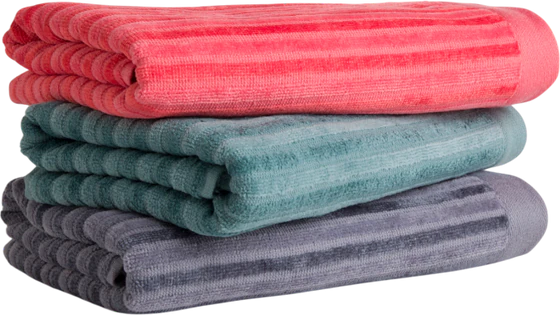 Handtuch Möve Monochrome Stripes Velours Koralle – Weich & Saugstark