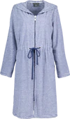 Damen-Bademantel Cawö 3335-16 Navy-Weiß – Walkfrottier Kapuze