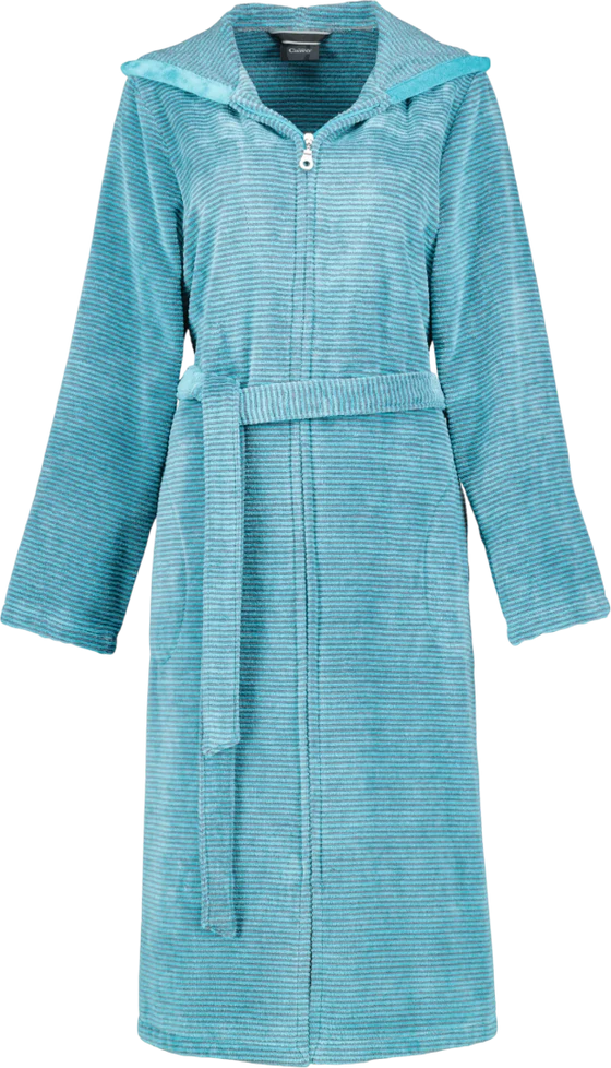Damen-Bademantel Cawö 6432-47 Türkis – Weicher Walkvelours