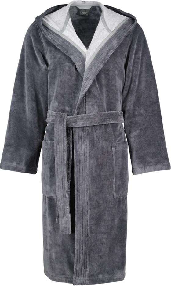 Herren-Bademantel Cawö Doubleface 801-71 Anthrazit – Weiche Wirkvelours-Qualität
