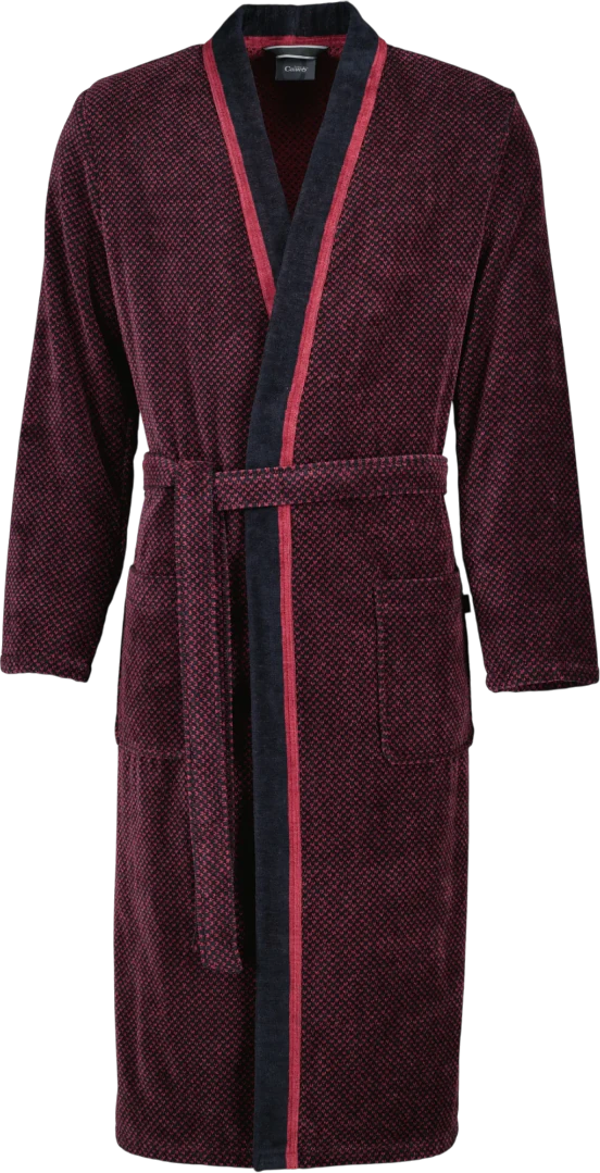 Herren-Bademantel Cawö 4839-92 Rot-Schwarz Walkvelours