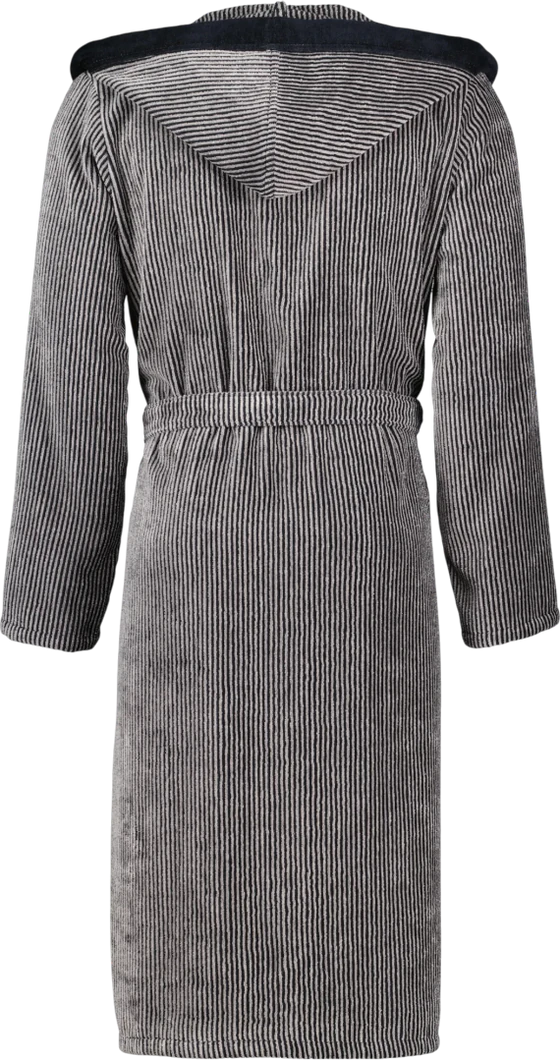 Kapuzenbademantel Herren Cawö 5841-97 Natur-Schwarz – Walkvelours, weich