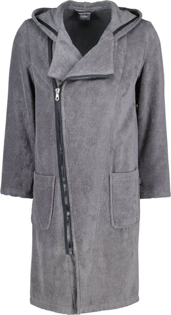 Herren-Bademantel Cawö Zipper 6516-774 Anthrazit – Kapuze, Baumwolle