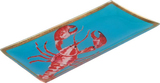 Dekorativer Glasteller GIFTCOMPANY Love Plates Hummer türkis