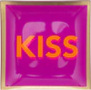 Dekorativer Glasteller GIFTCOMPANY Love Plates Kiss fuchsia