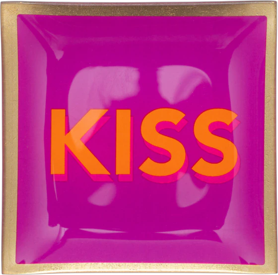 Dekorativer Glasteller GIFTCOMPANY Love Plates Kiss fuchsia