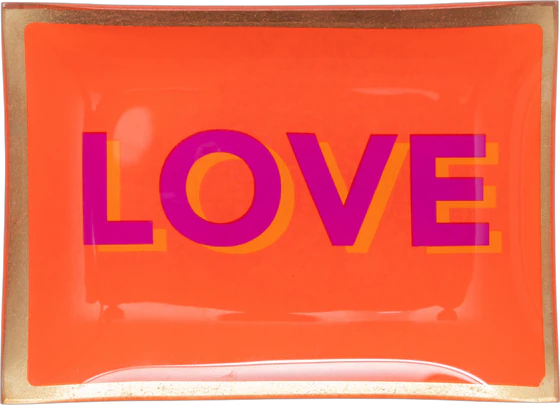 Dekorativer Glasteller GIFTCOMPANY Love Orange Glas 10x14 cm