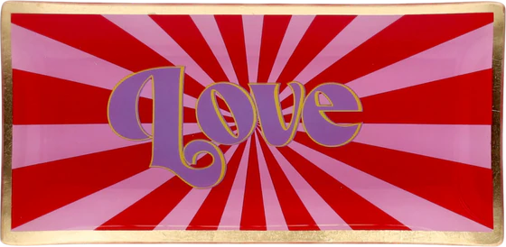 Dekorativer Glasteller GIFTCOMPANY Love Plates Rosa/Rot Glas
