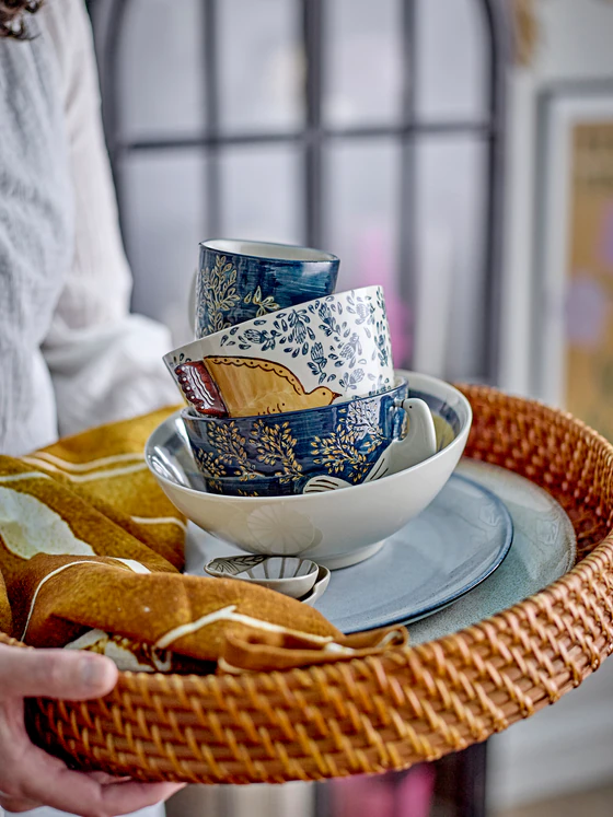 Schale Steingut Bloomingville Hezha Blau – Handbemaltes Unikat