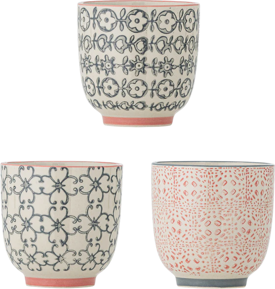 Trinkbecher Steingut Bloomingville Cécile Rose Set 3er 180ml