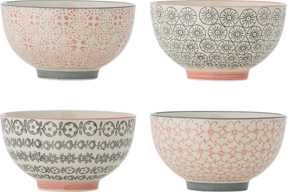 Müslischale Bloomingville Cécile Rose Steingut Set 4 Unikate