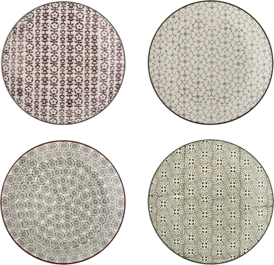 Speiseteller-Set Bloomingville Karine Grün Steingut 4-tlg