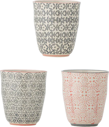 Trinkbecher Bloomingville Cécile Rose Steingut stapelbar