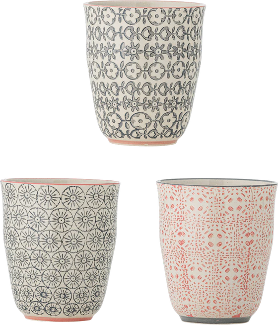 Trinkbecher Bloomingville Cécile Rose Steingut stapelbar