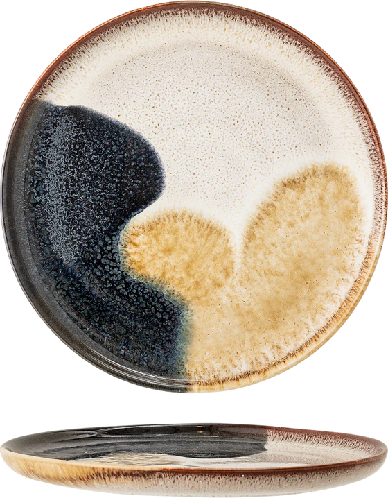 Speiseteller Bloomingville Jules Blau Steingut Unikat 22cm