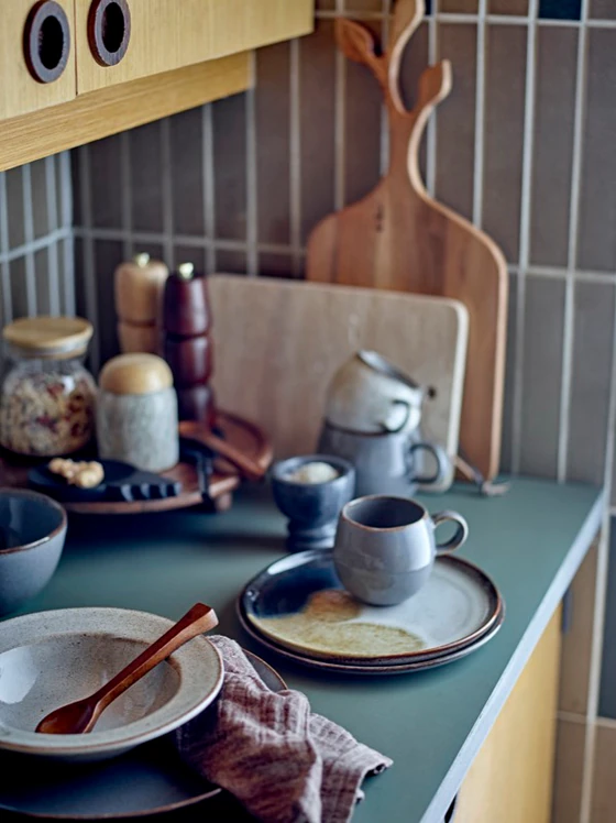 Speiseteller Bloomingville Jules Blau Steingut Unikat 22cm