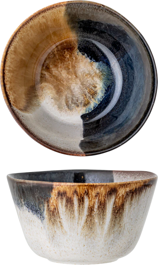 Servierschale Bloomingville Jules Blau Steingut – Handgefertigt Unikat