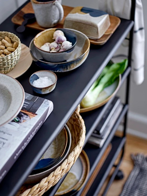 Servierschale Bloomingville Jules Blau Steingut – Handgefertigt Unikat