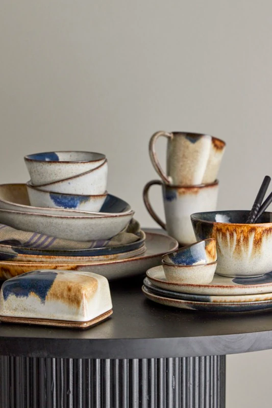 Schale aus Steingut Bloomingville Jules Blau – Handgefertigt Unikat